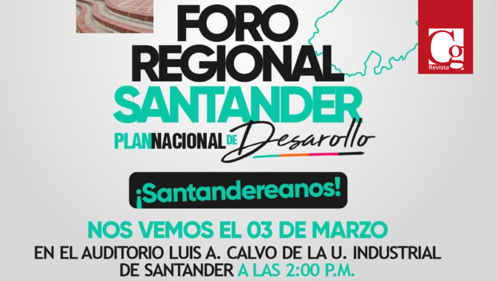 Acercar a los santandereanos con las autoridades públicas y dar a conocer los diferentes ejes y estrategias del Plan Nacional de Desarrollo – PND- y su impacto en el departamento, son los principales objetivos del “Foro Regional, Retos y Oportunidades del Plan Nacional de Desarrollo 2022- 2026 Colombia potencia mundial de la vida”.